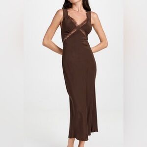 Brown reformation mid length dress.